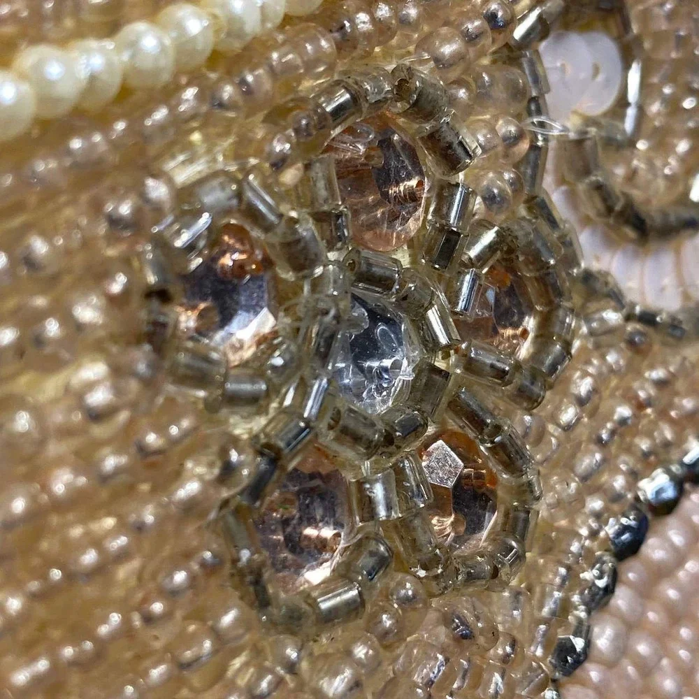 Sutton Beaded Heart Table Runner OS Pink Cream Gold Sequin Floral Wedding Decor